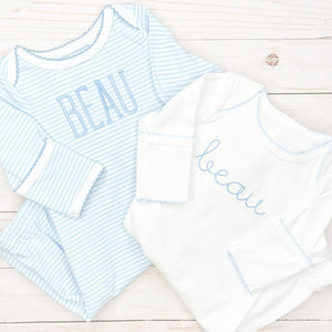 Blue Striped Baby Gown