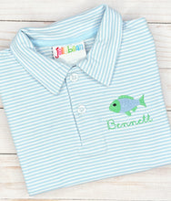 Load image into Gallery viewer, Light Blue Fish Polo