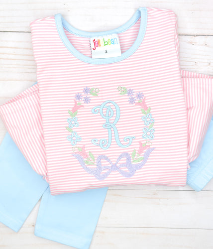 Pink Striped Initial Set