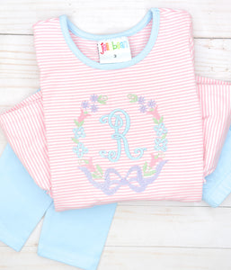 Pink Striped Initial Set