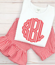 Load image into Gallery viewer, Red Scallop Monogram Pants Set