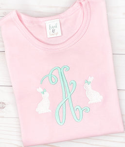 Pink Bunny Initial Shirt